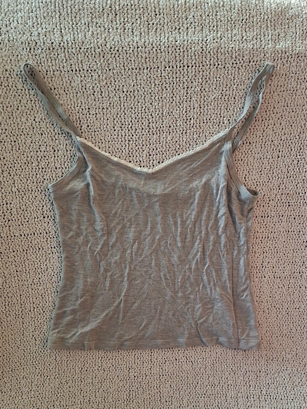 Women’s Gray Lace-Trim Camisole Top